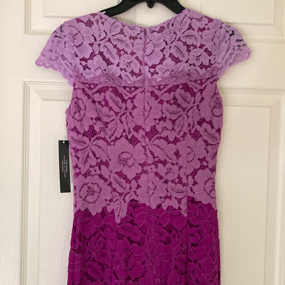 Tahari Purple Sheath Midi Dress with Cap Sleeves - Picture 7 of 7